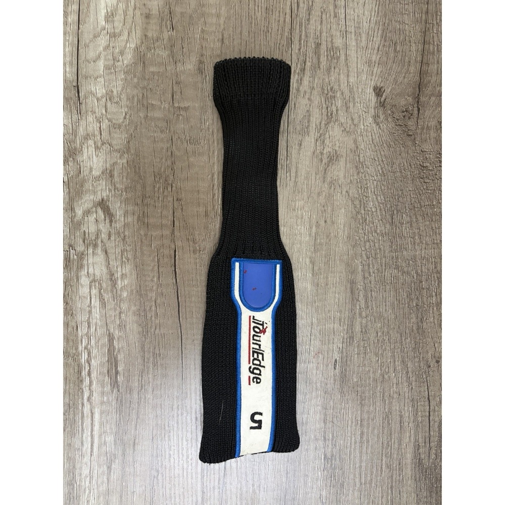 Tour Edge 5 Hybrid Rescue Golf Club Headcover Cover Sock Black Pullover‎ Vintage